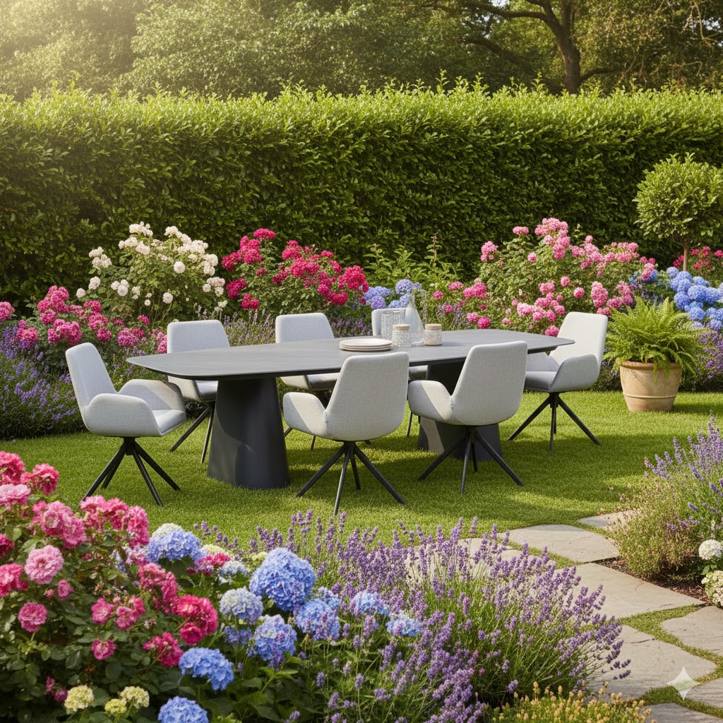 Acate dining (8) met Denver 320 x 120 cm tafel