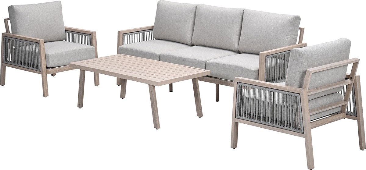 Decala loungeset 4-dlg. light oak / dark sand