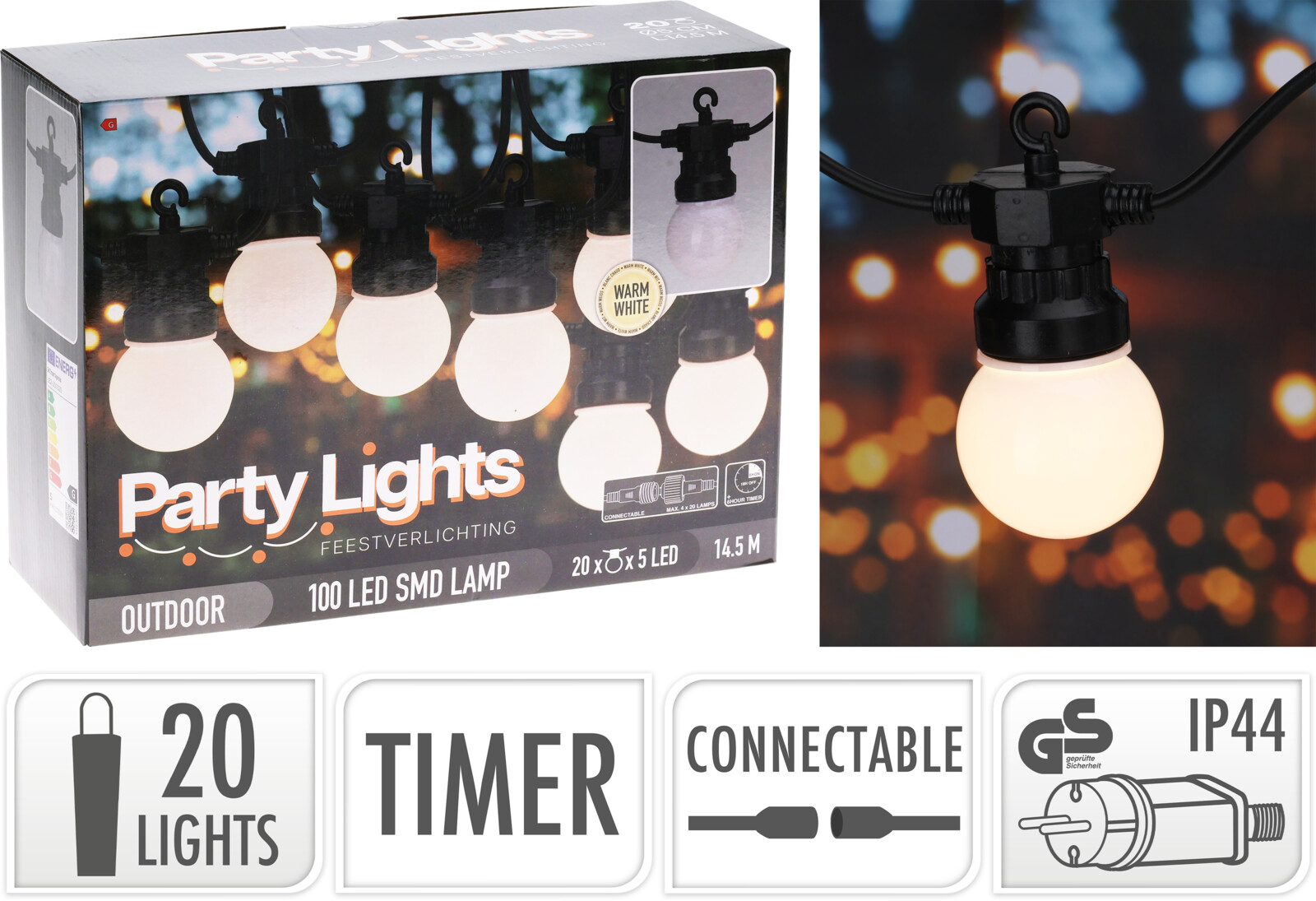 Feestverlichting 20 lampen bol