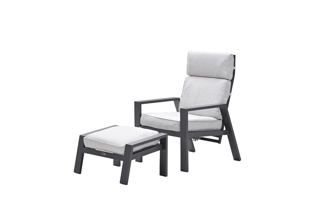 Max verstelbare stoel + voetenbank carbon black / sand