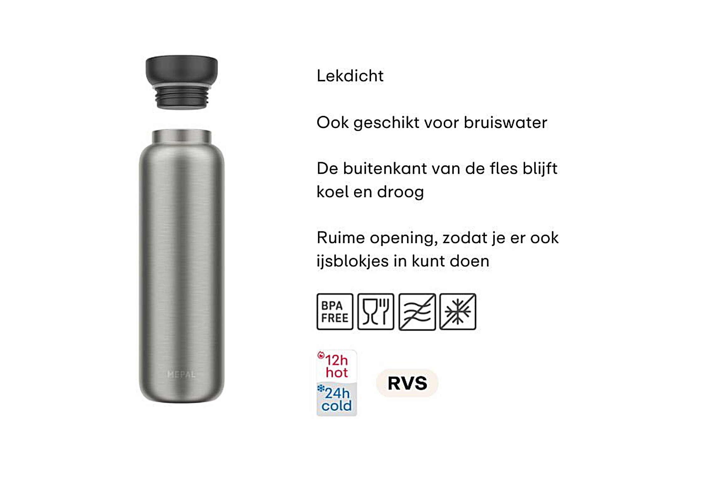 Mepal Isoleerfles ellipse 900ml natural brushed