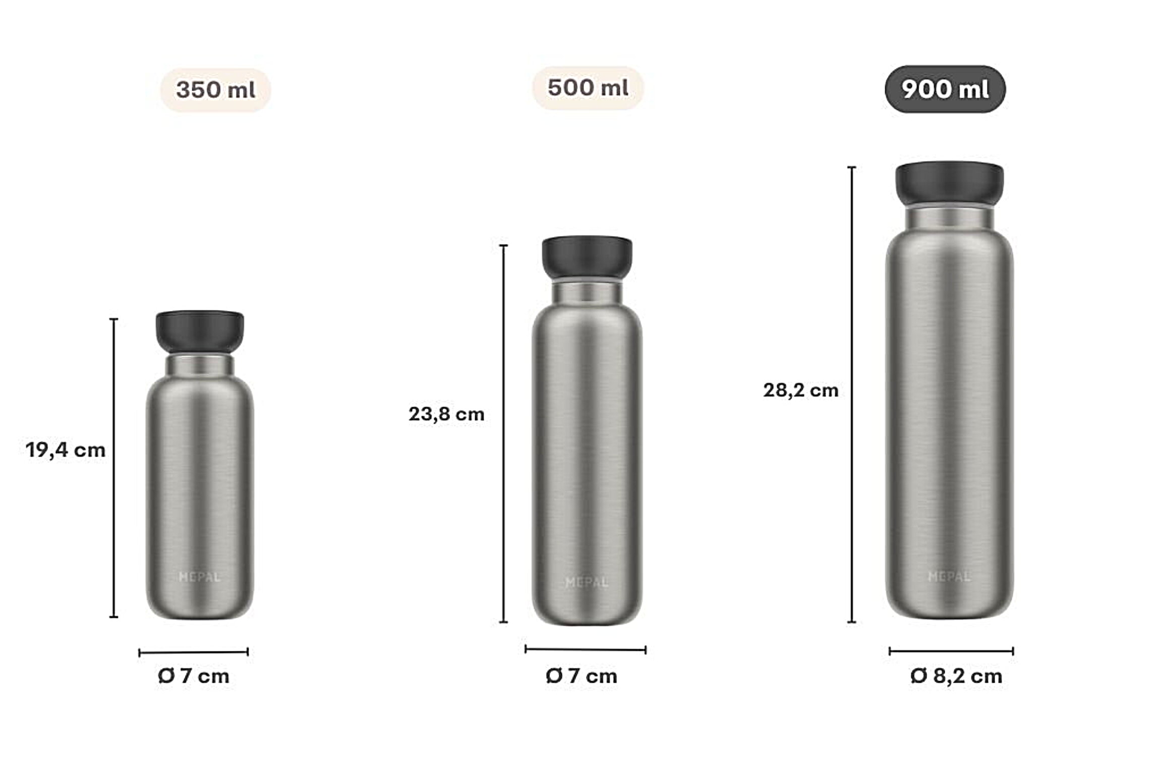 Mepal Isoleerfles ellipse 900ml natural brushed