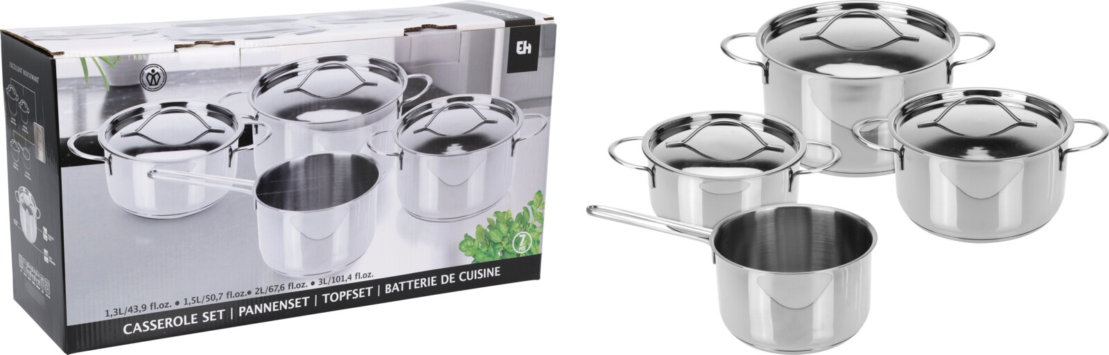 Pannenset RVS 7-delig