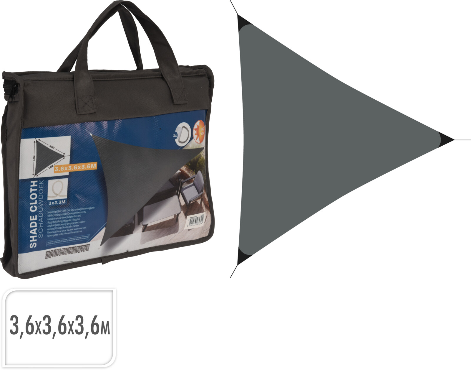 Schaduwdoek driehoek 360 x 360 x 360 cm
