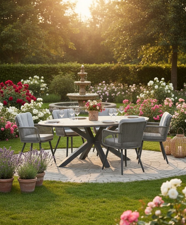 Set Linares XL (4) met Bianca 180 x 100 cm tafel