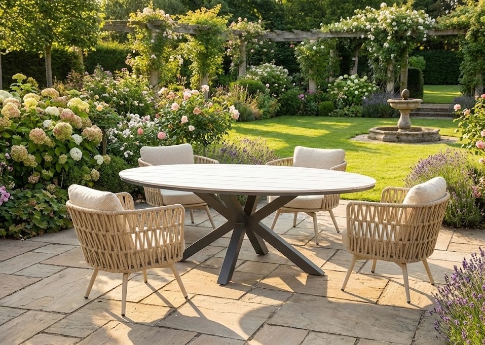 Set Sophia (4) met ovale Edison 180 x 100 cm tafel