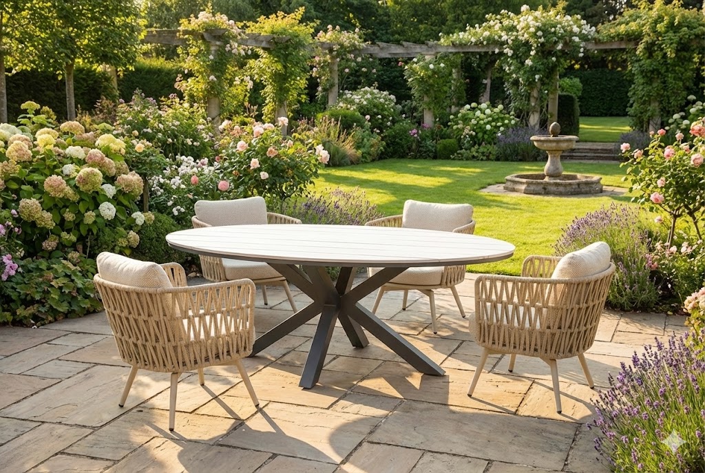 Set Sophia (4) met ovale Edison 180 x 100 cm tafel