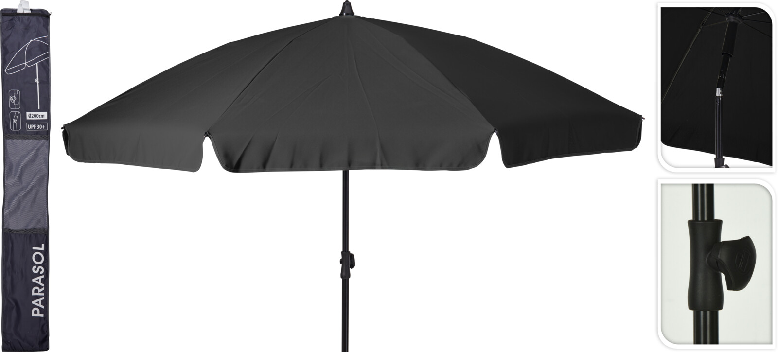 Tuinparasol 200 cm donker grijs