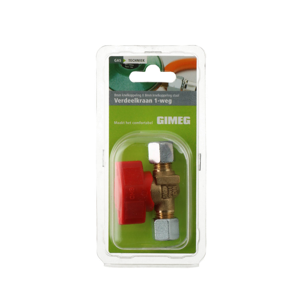 Verdeelkraan 1-weg 8x8mm knel