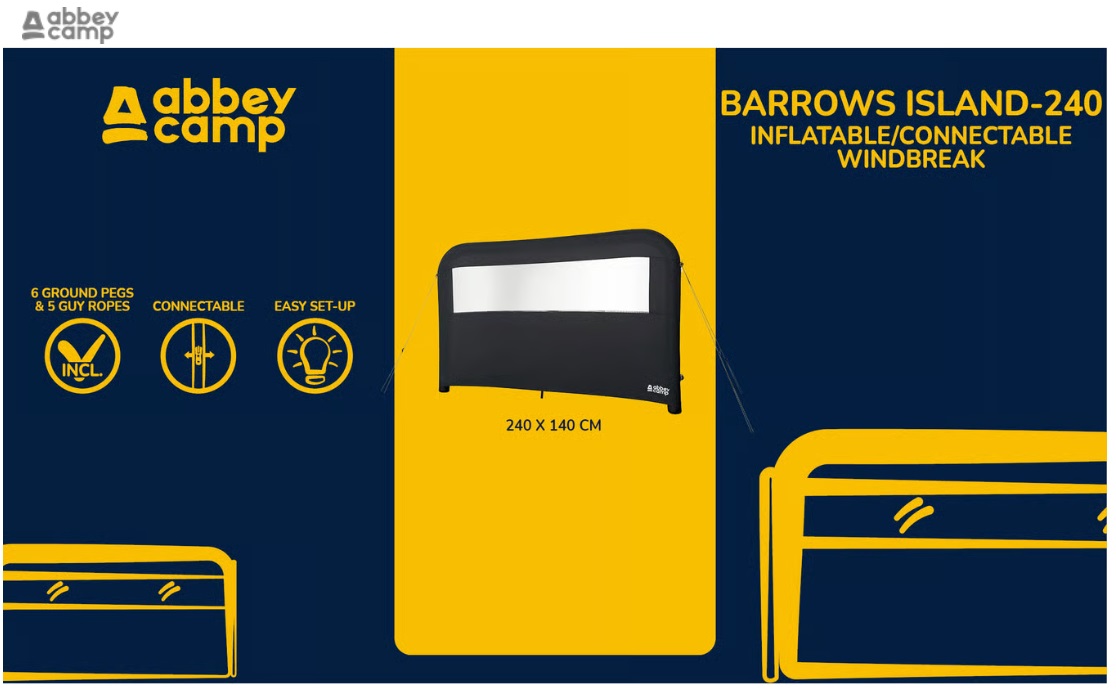 Windscherm Opblaasbaar 1x 2.40 meter · BARROWS ISLAND-240 ·